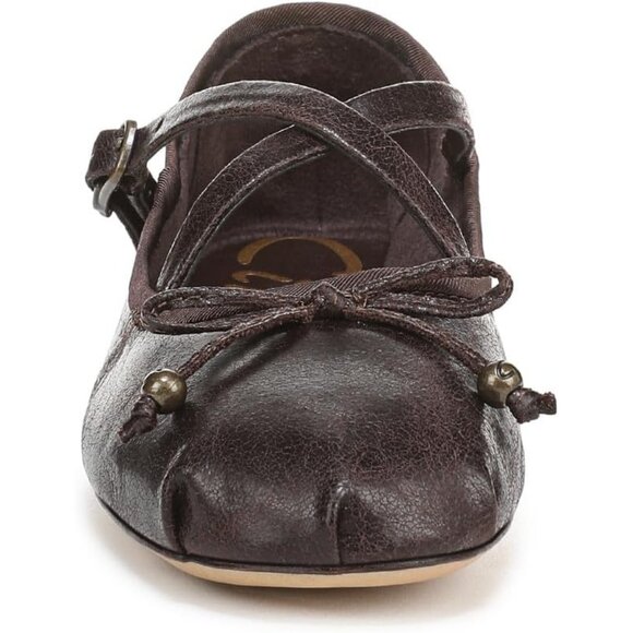 Circus NY by Sam Edelman Women's Chocolate Polyurethane Cross Strap Ballet Flat - Picture 2 of 6